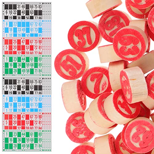 ibasenice Russian Lotto Wooden Bingo Game Set - Traditional Family Party Game with Wooden Barrels, Cards, and Chips for Kids and Adults