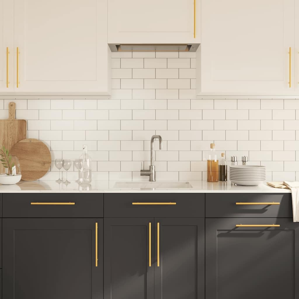 Tiradores de muebles de acero inoxidable dorado en forma de T, 192 mm, distancia entre orificios, juego de 5 unidades, para armario, cajón, puerta, cómoda, cocina, baño, resistente a la
