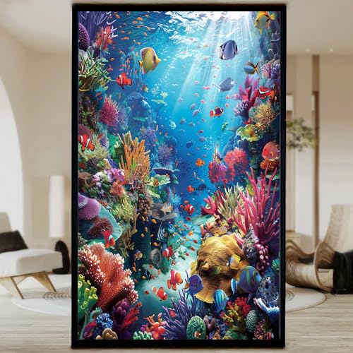 Vinilo decorativo de ventana Frosted Modern Fish 15.7x23.6 pulg miniatura 2