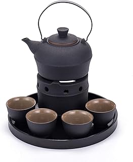 Sake Set Japanese Hot Ceramic Sake Set with Warmer 6-Piece