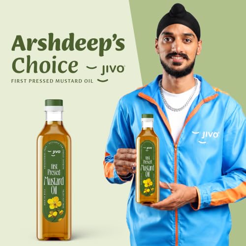 Image of Jivo First Pressed Mustard Oil 1 Litre | Vitamin A and D Fortified | MUFA-Rich with Balanced Omega 3 and 6 |Cholesterol and Trans Fat Free Oil| Ideal for Frying, Pickling, Sauteing, Baking, and More