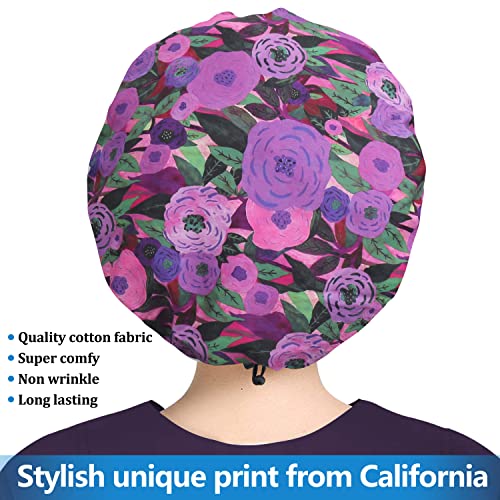 Image of ABAMERICA Bouffant Caps with Button and Sweatband, Adjustable Scrub Caps for Women Men, One Size Multi Color