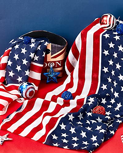 Tarpop 2 Pcs Patriotic Scarf Veterans Day Red White Blue Scarf Election Day Scarves Flag Shawl for Women Independence Day3