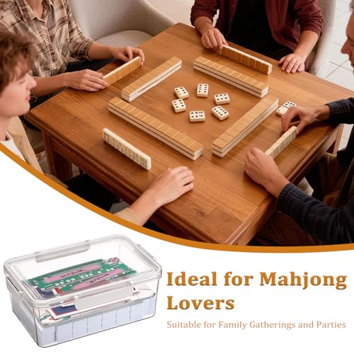 Caja para fichas Mahjong, organizador plástico transparente miniatura 6