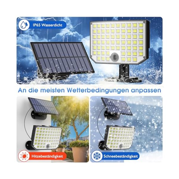 Ortiny Solarlampen für Außen mit Bewegungsmelder 256 LED 3 Modi, Solarleuchten Aussen IP65 Wasserdichte, Aussenleuchte 210°Beleuchtungswinkel Solarlampen Gartenleuchten für Terrassen/Garagen 2 Stücke – Bild 8