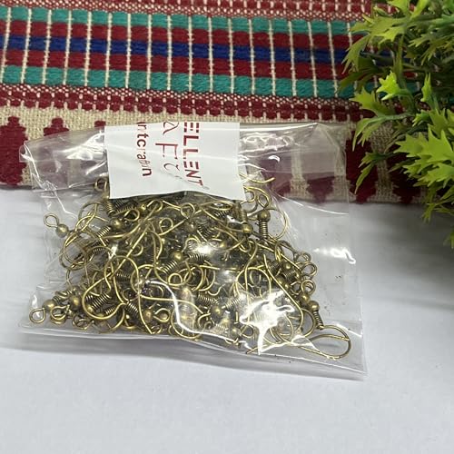 Image of 100Pcs Earring Hooks for Jewelry Making � Fish Hook Ear Wires in Gold, Silver, Bronze, Rose Gold, Black � DIY Earring Making Kit for Women, Crafters & Beginners � 50 Pairs (Bronze Antique)