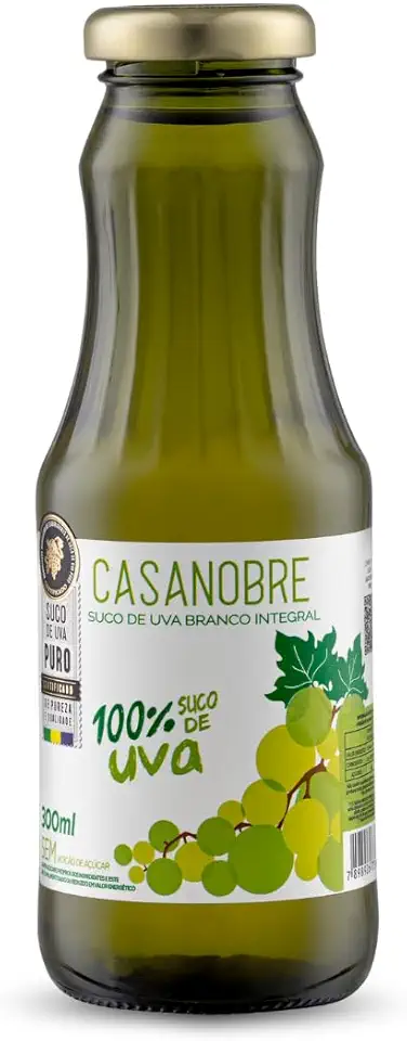 Suco De Uva Branco Integral Casanobre 300Ml, Suco Integral De Uvas Selecionadas, Amarelo, 100% Suco Natural Sem Açúcar, Sem Conservantes, Com Sabor Leve E Refrescante, O Verdadeiro Sabor Da Uva