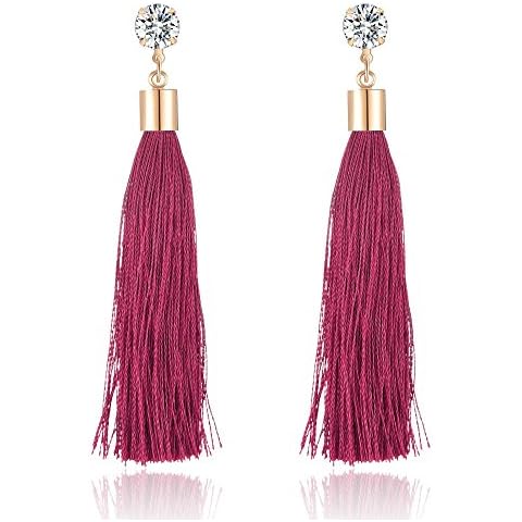 Yanxyad Women Long Rhinestone Tassel Dangle Earrings for Girls Fringe Drop Earrings Elegant Cover