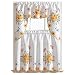 GOHD Golden Ocean Home Decor 3pcs Kitchen Cafe Curtain Set Air Brushed by Hand of Sunflower and Butterfly Design on Thick Satin Fabric (Swag and 36 inches Tiers Set)