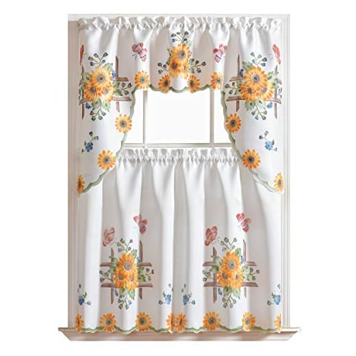 GOHD 3pcs Farmhouse Kitchen Cafe Curtain Set