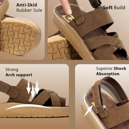 Image of Men Comfort Back Strap Sandals - Adjustable Slingback Flat Sandals with Cushioned Footbed, Lightweight Sole, Casual Everyday Wear Supportive Slip-On Style