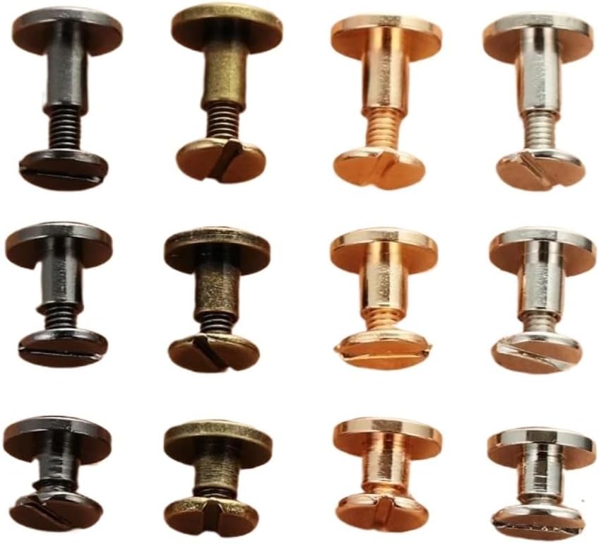 Rivets,Chicago Screws, 10pcs Nail Bolt 5/6.5/8mm Bookkeeping Round Head Screws for Luggage Leather Craft(Gunmetal,6.5mm)