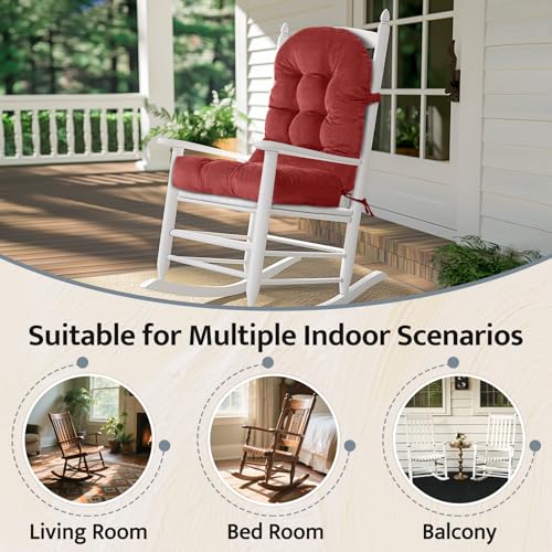Image of mudilun Adirondack Chair Cushion 44x19x4in for Indoor Rocking Chair Pads | High-resilience foam particles,Thick Tufted, Anti-Slip with Ties,Fits most high back indoor Adirondack & rocking chair Pads