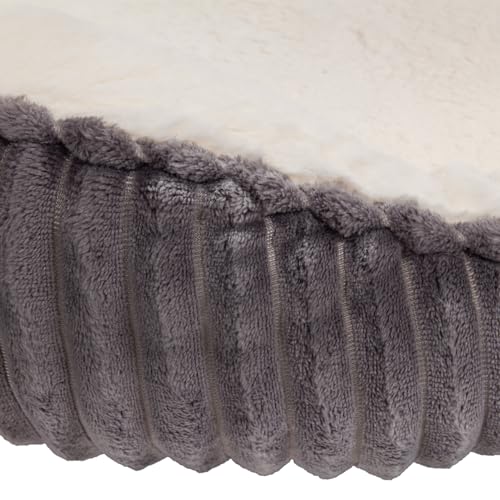 Wallace & Jones | Hundebett mittelgroße Hunde | Cameron - Hundekorb oval flauschig | Hundekorb rutschfest | anthrazit-beige | Größe M | ca. 75 x 55 x 20 cm