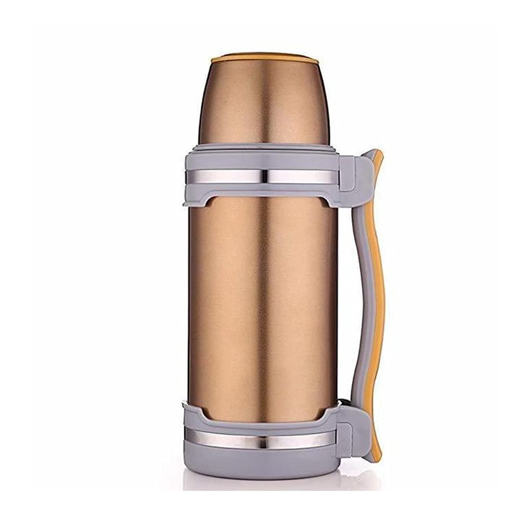 ANSNOW 2L Stainless Steel Insulated Vacuum Flask Work Travel Camping Sport Kettle, Vacuum Insulated Beverage Bottle, Insulated Cup Mug (Gold)
