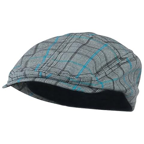 Mega Cap Plaid Ivy /Flat /Scally / Driving Caps (Blue Plaid, Size Small) - 21615 Cover