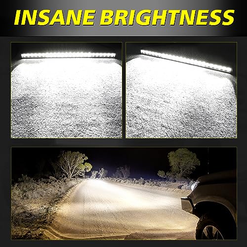 Image of 30 Inch Single Row LED Light Bar w /Wiring Kit & Black Cover | Spot Flood Combo, 168W High Intensity OSRAM LED Off Road Driving Bumper Grill Light Bar for UTV Truck Pickup SUV