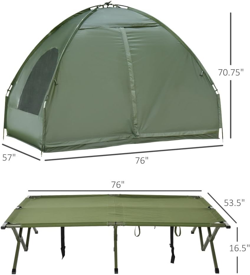 Portable Camping Cot for Adults,Folding Cot for Sleeping with Mattress, Elevated Tent and Sleeping Bag, Multifunctional Outdoor Tent Cot Bed 1 Person