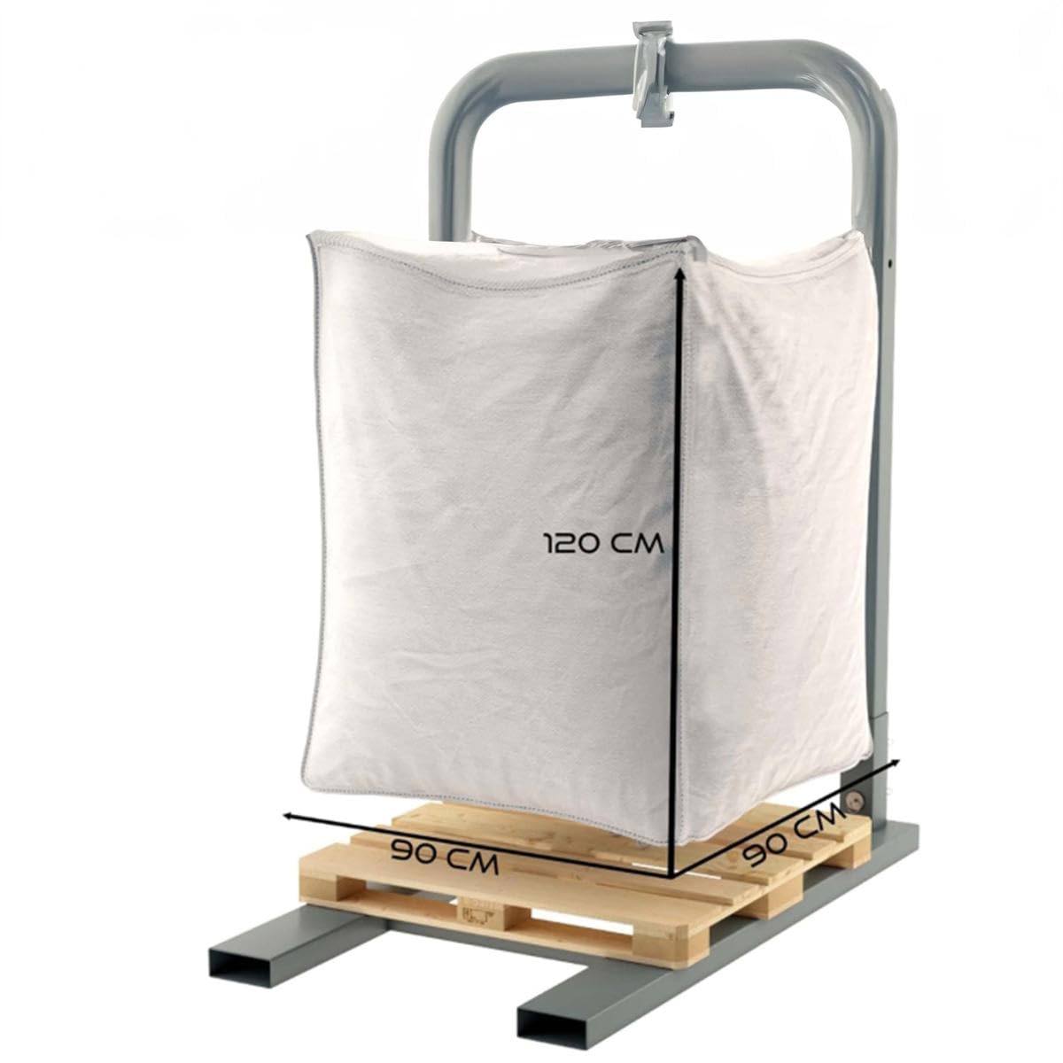 SIMPLETEK - Sacco Big Bag in Polipropilene Con Cinghie Rettangolari 1000kg Portata | 90x90x120 cm | Chiusura a Caramella | Per rifiuti