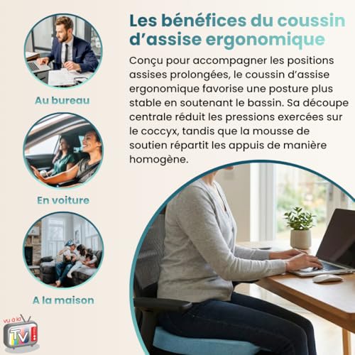 Coussin ergonomique assise chaise bureau en mousse polyuréthane Venteo - 4