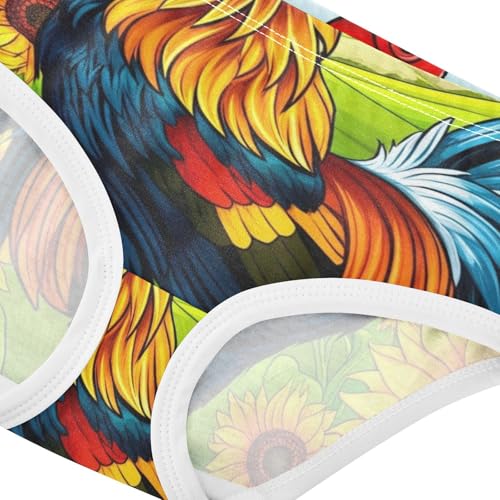 Cartoon Rooster Sunflower Panties for Girl Toddler Underwear Custom Cotton Artistic Briefs Kids Undies 2t4
