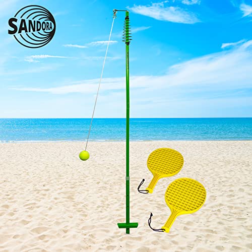 Sandora 25030 Circletennis - Twistball - 3-teilig grün/gelb für tollen Garten Spielspaß und jegliche Freizeitaktivität für Camping und Unterwegs EIN absolutes Kindervergnügen