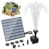 AISITIN DIY Solar Water Pump Kit for Water Feature Outdoor Solar Powered Water Fountain Pump with 6 Nozzles for Bird Bath Ponds Garden Fish Tank
