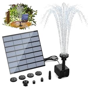 AISITIN DIY Solar Water Pump Kit for Water Feature Outdoor, Solar Powered Water Fountain Pump with 6 Nozzles for Bird Bath, Ponds, Garden, Fish Tank AISITIN DIY Solar Water Pump Kit for Water Feature Outdoor Solar Powered Water Fountain Pump with 6 Nozzles for Bird Bath Ponds Garden Fish Tank