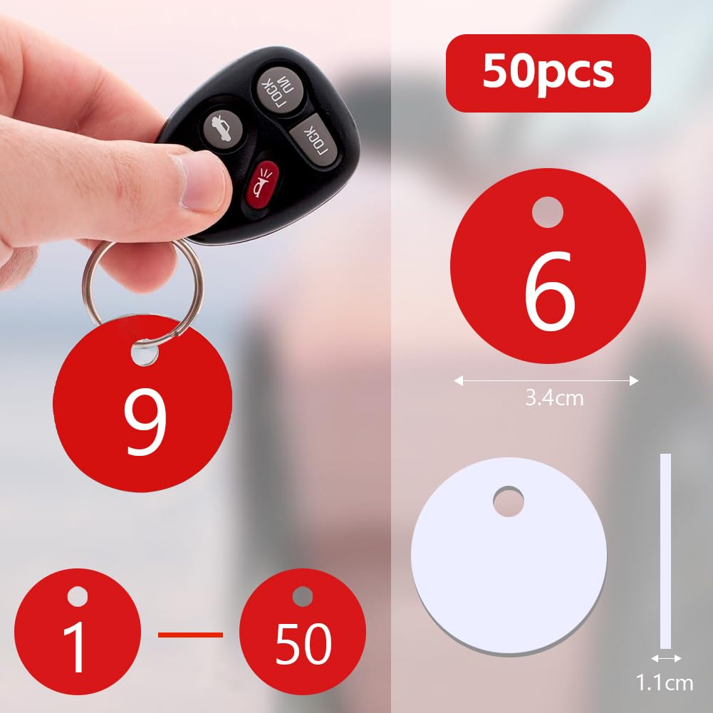 Portachiavi Numerati In Plastica - 50 Pezzi Con Anelli, Impermeabili, Per Hotel, Scuole E Uffici (Giallo) - Foto 9