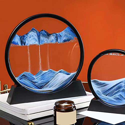 Lrxinki Vloeiend zandschilderij, 7 in rond glazen zandframe beweegbaar zandbeeld vloeiend zand, vloeiend zandschilderij… - Image 5