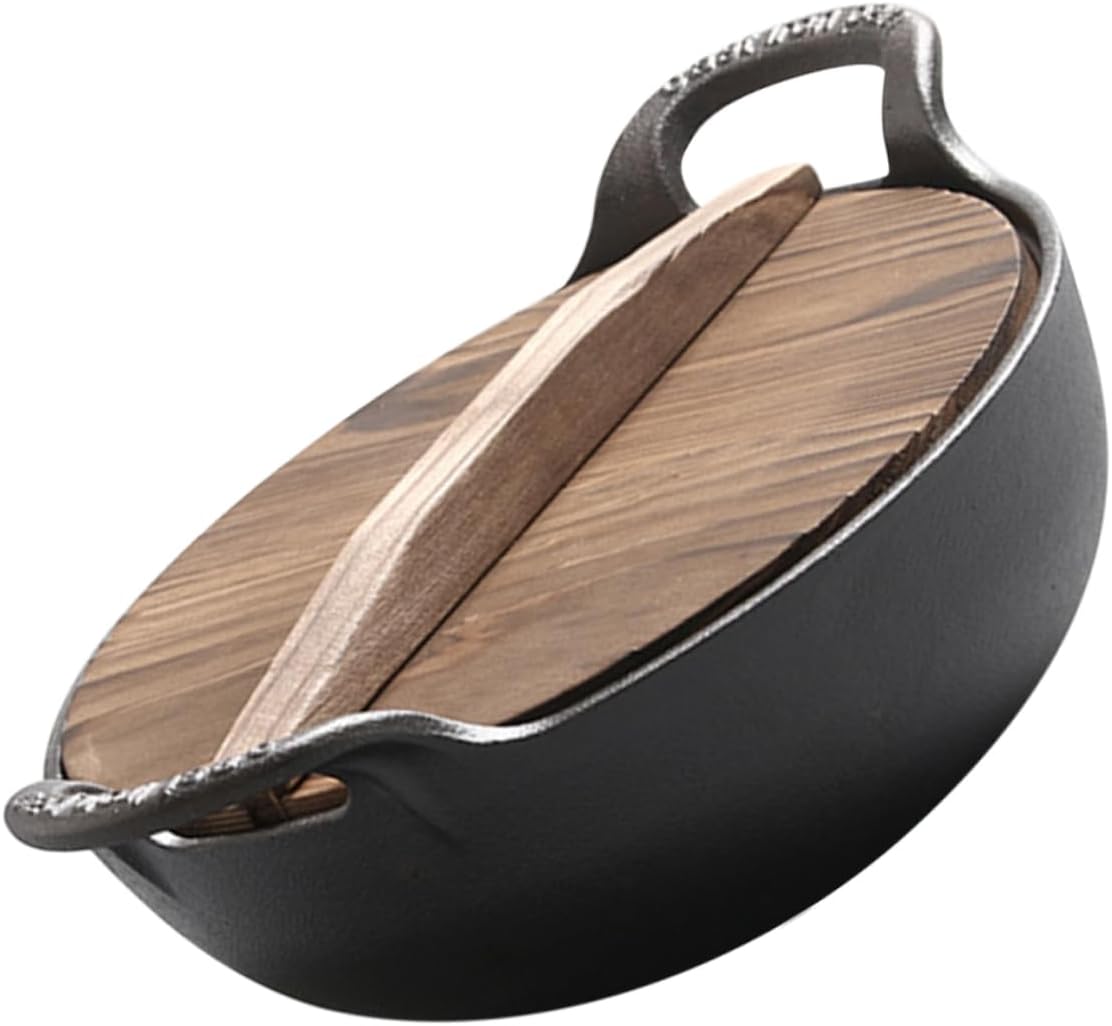 POPETPOP Cast Iron Skillet Saucepan Ramsay Cookware Alternative Easy Clean Non-stick Pot Camping Soup Pot