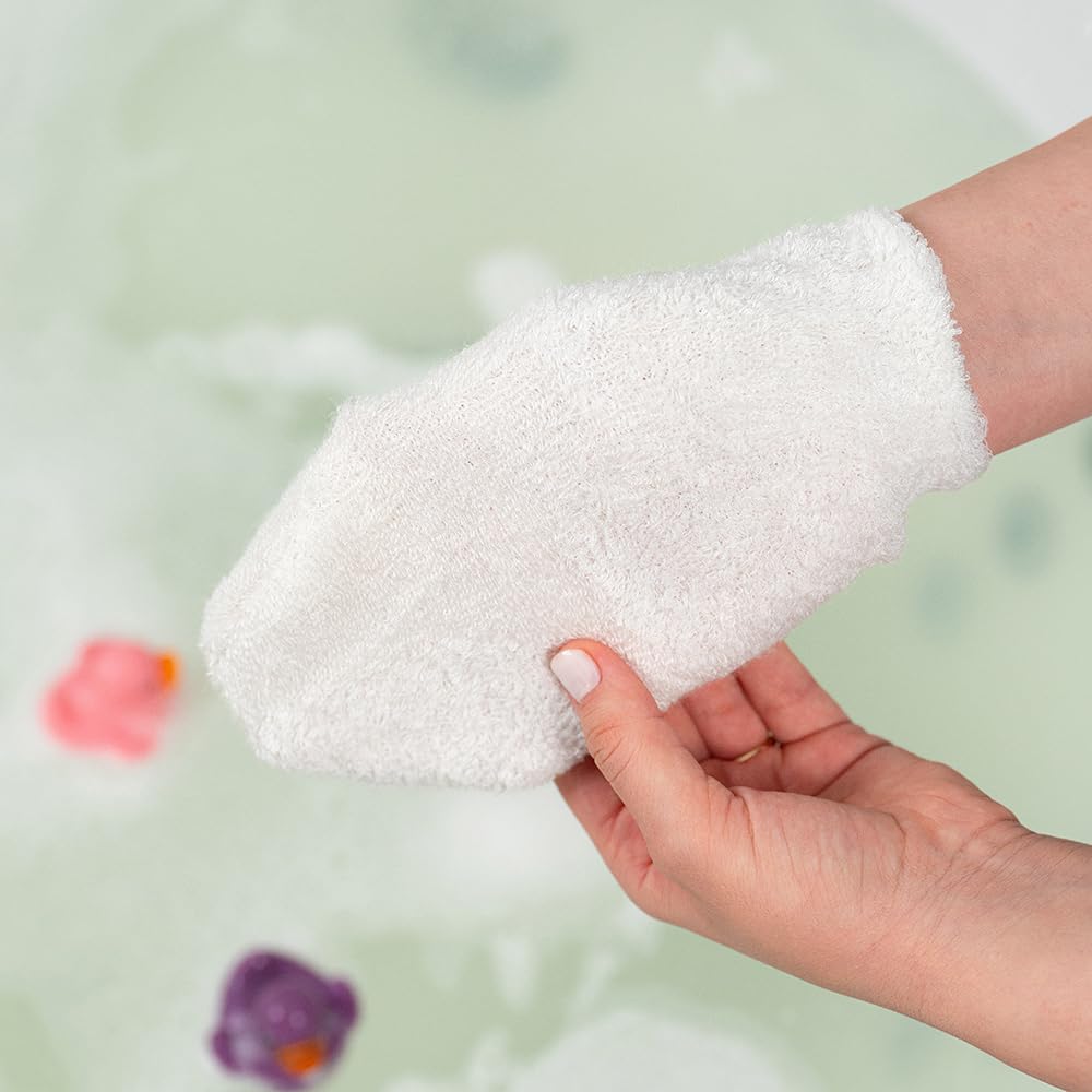 Juego de esponja y manoplas naturales para bebé, para baño y ducha, hipoalergénico