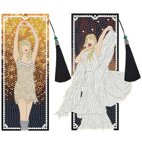 Bulerrylulu 2 Pcs Diamond Painting Bookmarks,Diamond Art Bookmarks with Tassel, Diamond Art Painting Kits Crafts Gifts for Beginner Adults (Singer)