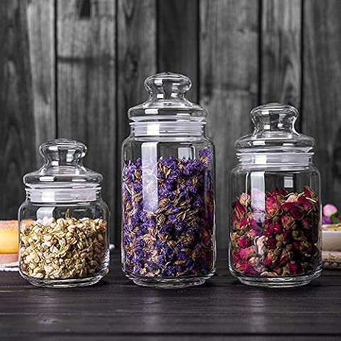 Glass Food Containers with Lids Airtight Glass Jars with LidsFree High Borosilicate Glass Kitchen Storage Containers Canisters-Candy, Cookies Jars Safe Canning Jar for Kitchen Set of 3(500-660-800ml) Cover
