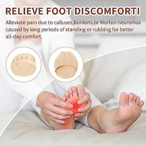 Image of 4 Pairs Metatarsal Pads Ball of Foot Cushions Honeycomb Fabric Forefoot Pads for Women High Heels Shoes Foot Pads Invisible Soft Toe Pads Reusable Sock Cushions Pads for Pain Relief Men