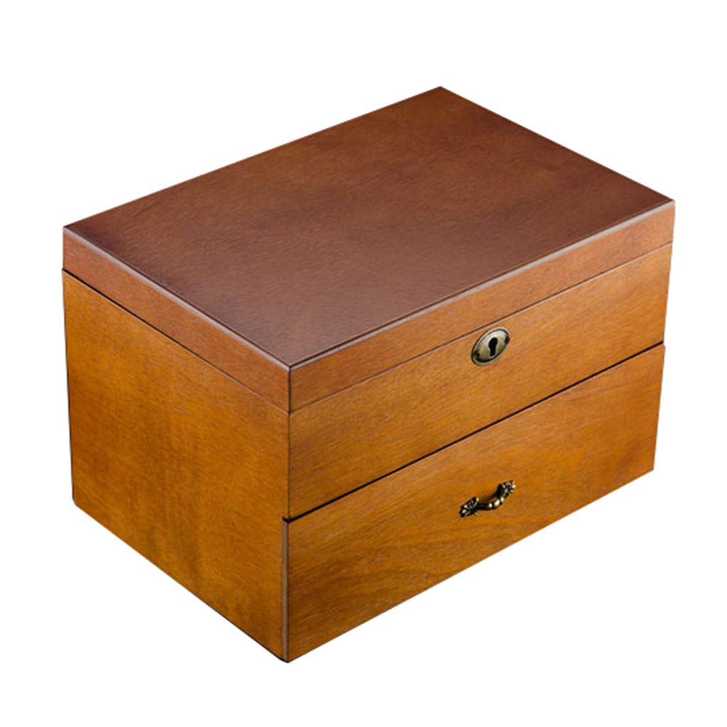 XBTGS Scatola per orologi a 2 livelli, con 20 scomparti, per gioielli, vetrina, organizer con serratura in metallo con cassetto,