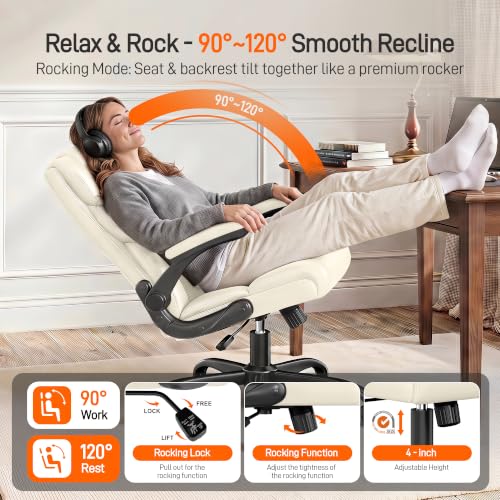 Image of Office Chair, Executive Mid-Back Computer Desk Chair with Flip-up Armrests