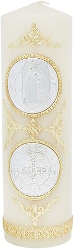 Miniatura 1 de CB Church Supply Candle - Will and Baumer - Vela devocional de parafina de oración familiar decorada a mano con calcomanía, 8 pulgadas, San Benito