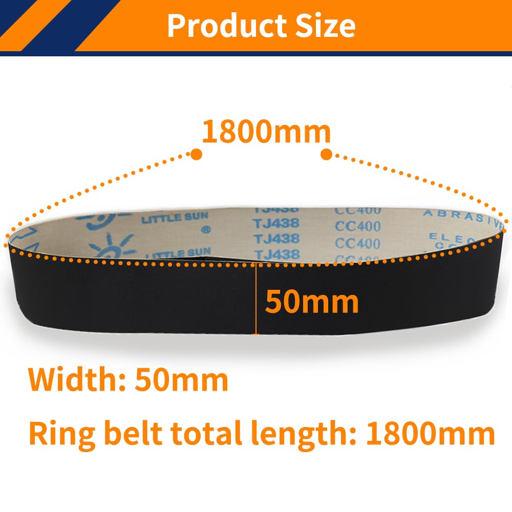 JWOO 28 Stück 1800 x 50 mm Siliziumkarbid-Schleifbänder for Polieren von Metallschleifbändern for Bandmaschinen, Metallbearbeitung, Körnung 60–1000# (Size : 28PCS 400 Grit)