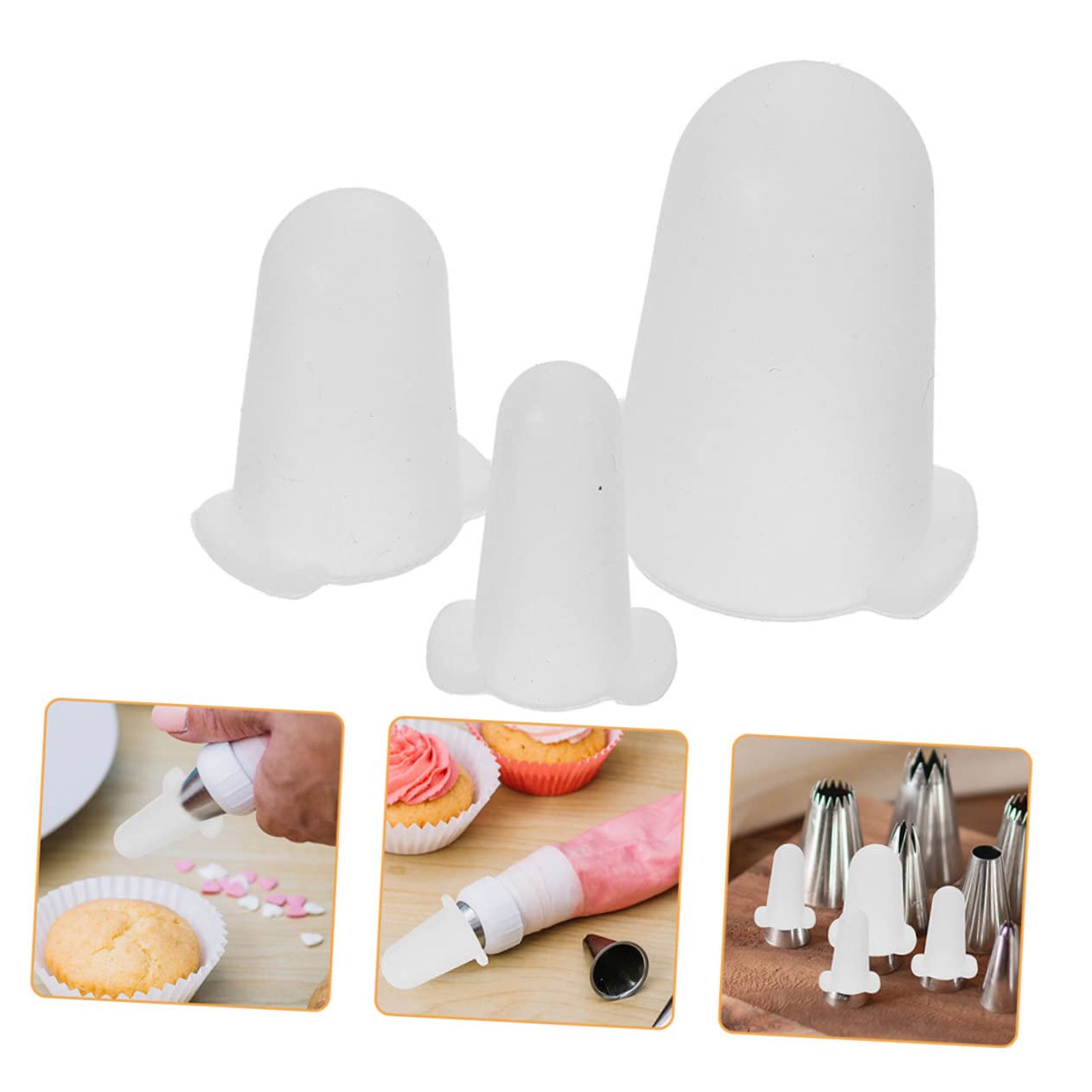 Cubiertas de Boquillas de Repostería 6 Piezas de Silicona de Color Claro
