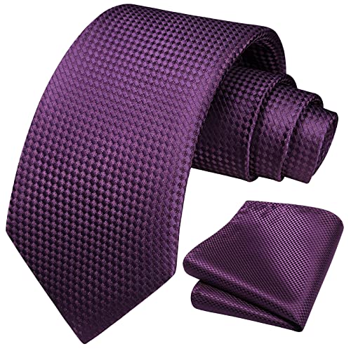Image of HISDERN Mens Striped Tie and Pocket Square Set Necktie for Men | soft smooth texture, wrinkle-free, neat hand-tied knot, gifting ready, regular 3.4 width, coordinated look, business wedding