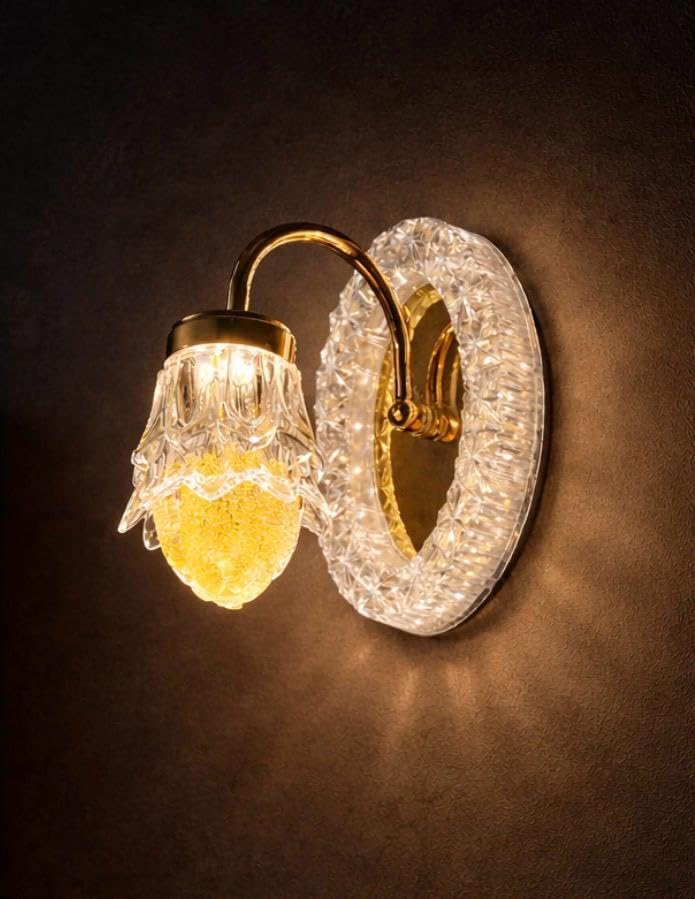 Image of 12 Watt Led Wall Light and Wall scones wall lamp for- Home, Kitchen, Bedside, Bedroom, Living Room, Office, Indoor, Bedside, Mirror Side, Diwali Lighting (Yellow Wall)