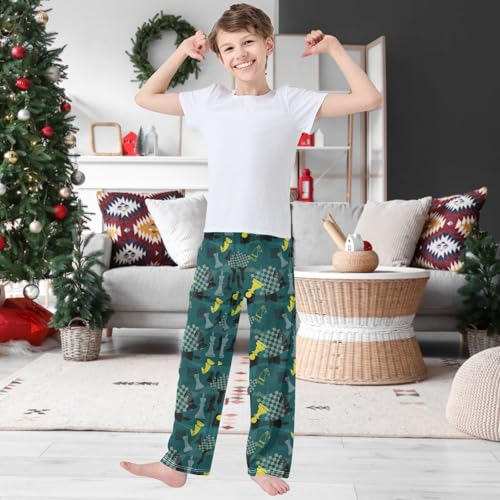 Boy's Pants Doodle Chess Piece Pattern Jogger Pants Elastic Waist Long Bottoms Trousers with Pockets 6-14 Years2