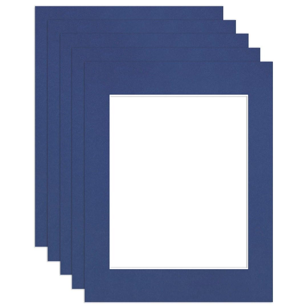 Procut Global 14x11" Blue Picture Mounts to Fit 10x8" Aperture - Precision Cut Cardboard Photo Mount - Ideal for Frames, Prints, Artwork & Certificates - Sizes & Colours Available - 5 Pack