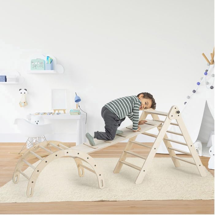 Mamatoyz 18ARC Arco Montessori dondolo e arrampicata, arco montessoriano per bambini 1 anno, arrampicata per bambini, arco da arrampicata, arco a dondolo in legno naturale multistrato di betulla