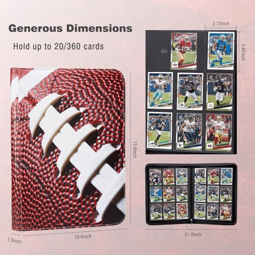 Image of Football Card Binder 360 Pockets Waterproof Trading Cards Storage
