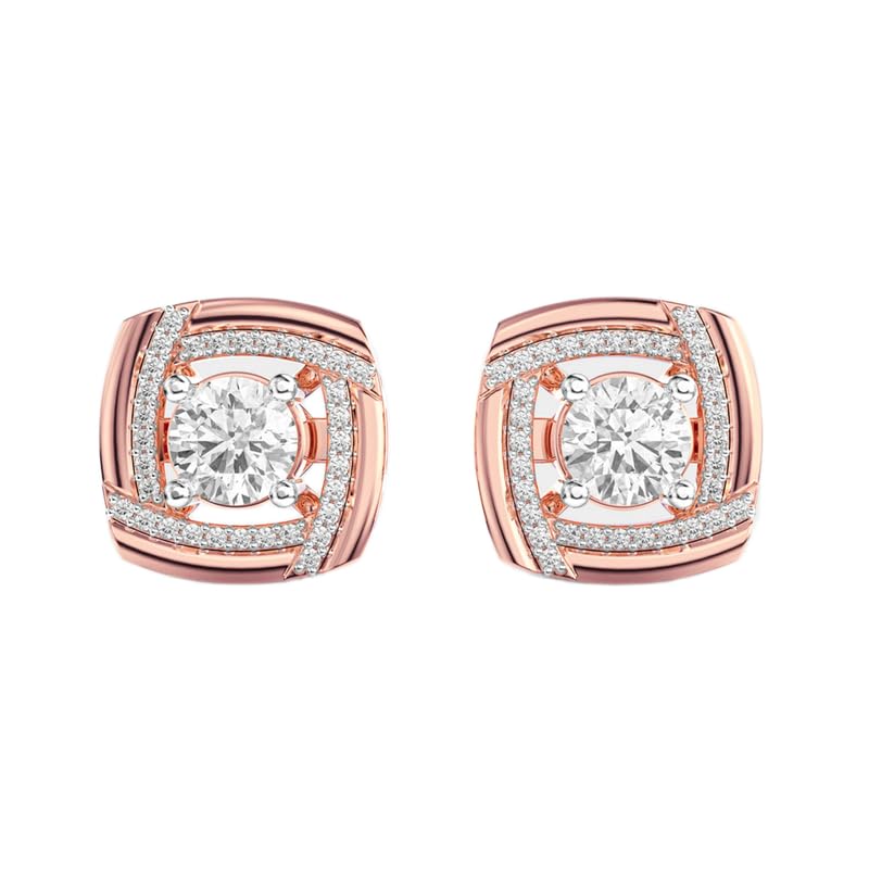 Clous d'oreilles argent 925 et solitaires groupés plaqué or rose d'une brillance rare