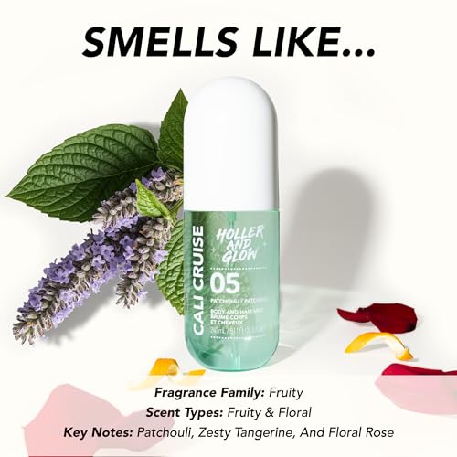 Image of Holler And Glow Cali Cruise Body & Hair Mist, Body Spray For Women, Hair Perfume For Women, Women Fragrance, Zesty Citrus Tangerine, Rose, Patchouli, Floral & Citrusy Fragrance Notes, 8.11 Fl Oz