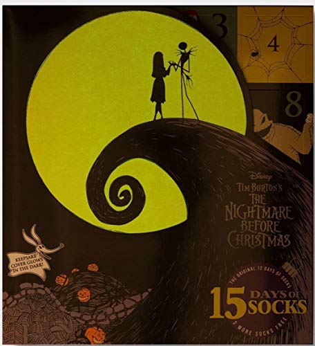 Nightmare Before Christmas 12 Days of Socks Advent Calendar Gift Set + Bonus 3 Socks (Womens)