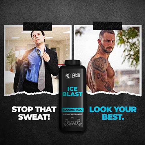 Image of Beardo Ice Blast Talc powder for men | INSTANT ICY COOLING Talcum Powder Men | Combat heat with Menthol 250g
